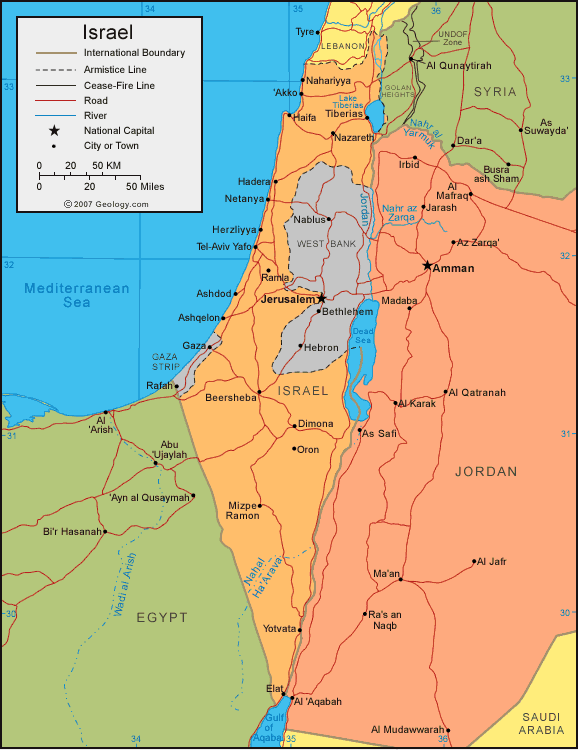 map of israel