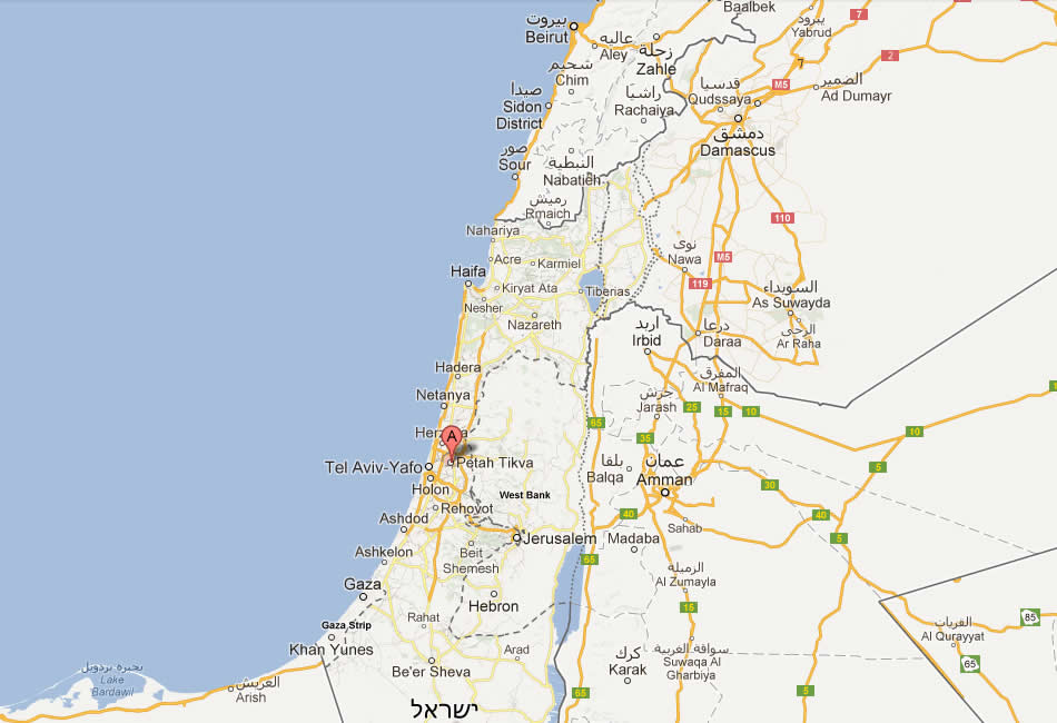 map of Petah Tiqwa israel