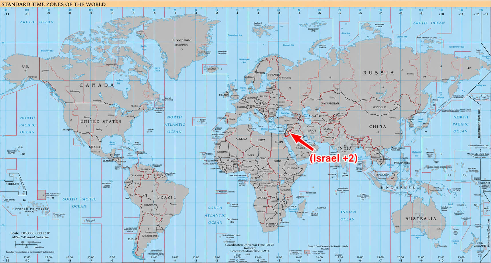 World UTC +7 time zone map with Vietnam
