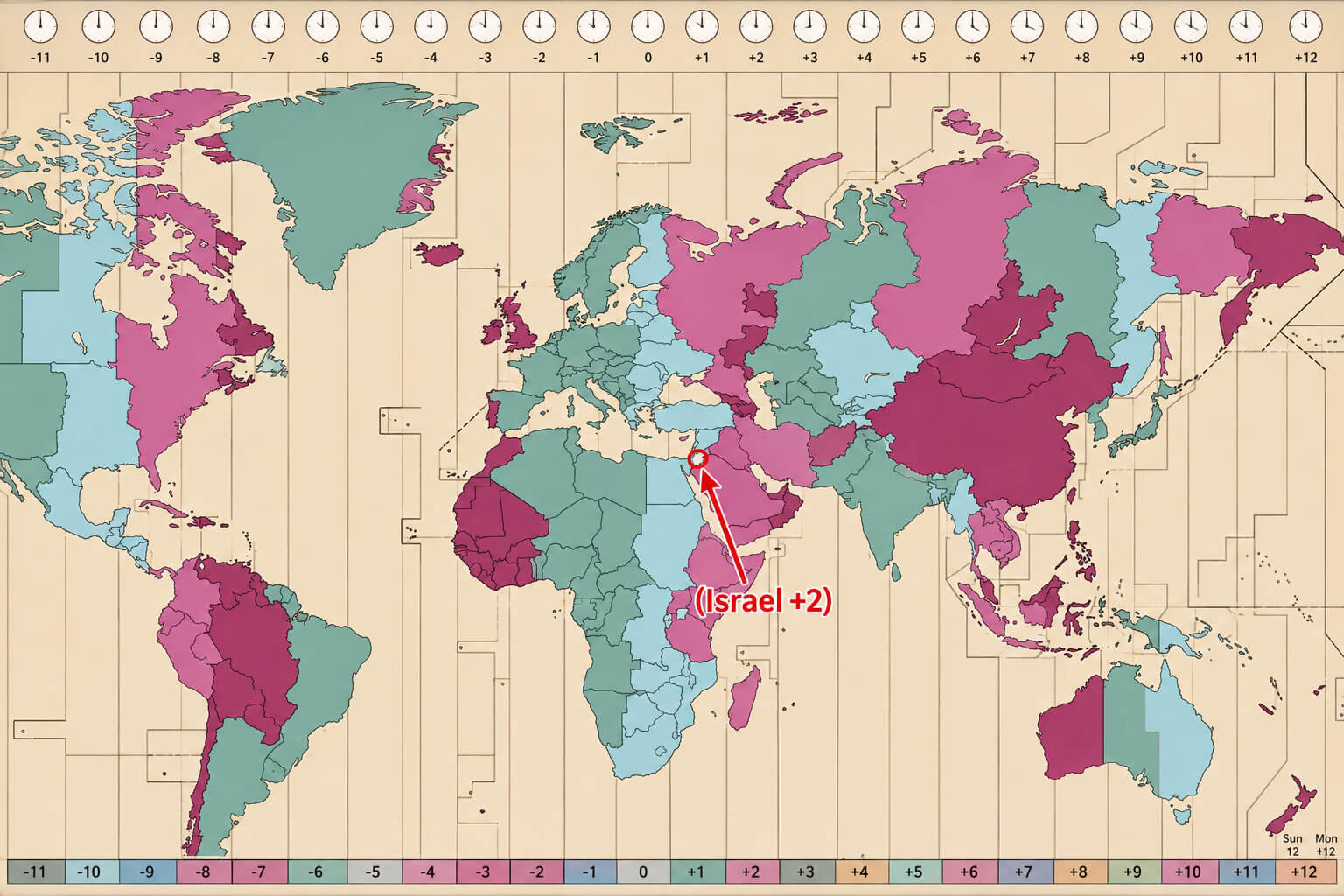 World UTC +7 time zone map with Vietnam