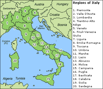 italy regions map