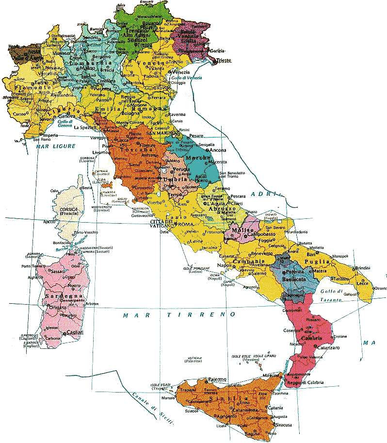 italy regions map