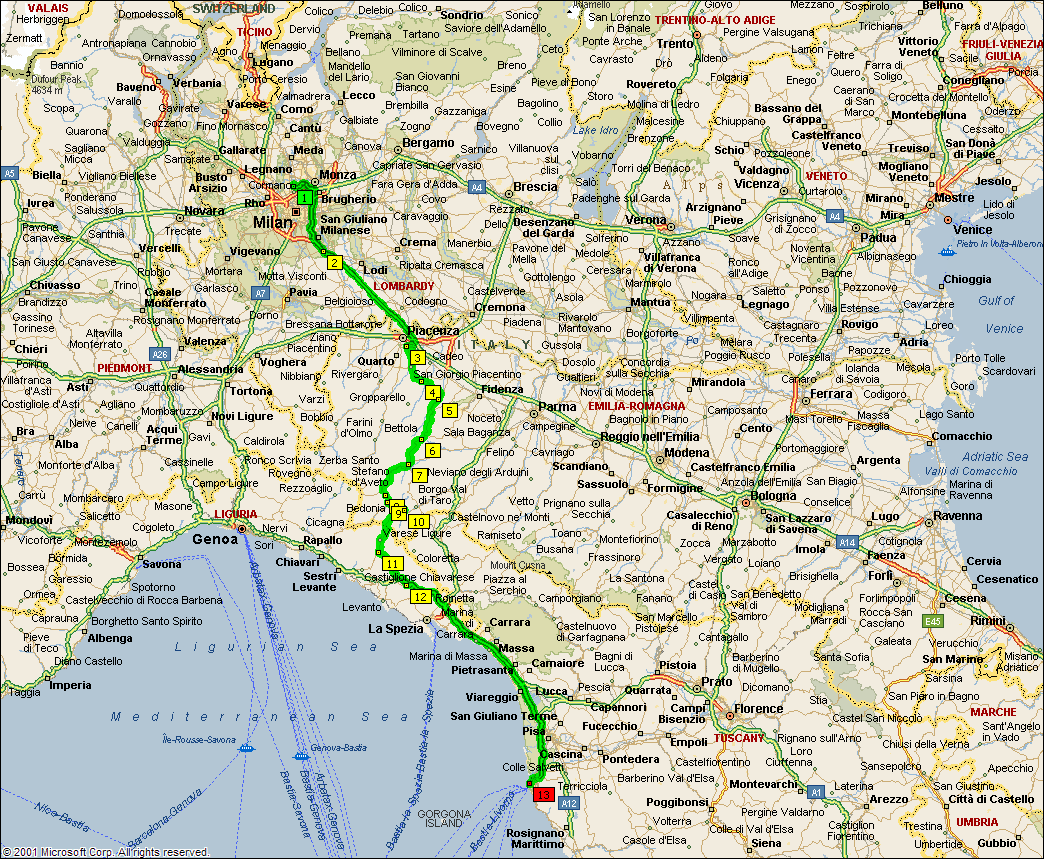 Livorno route map
