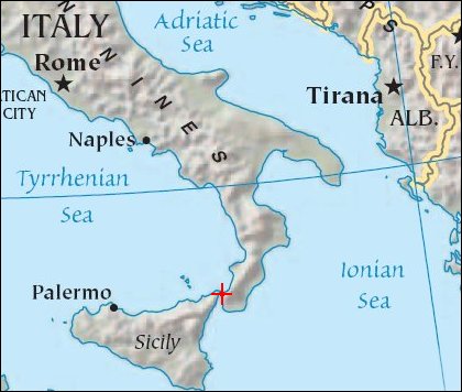Messina strait map