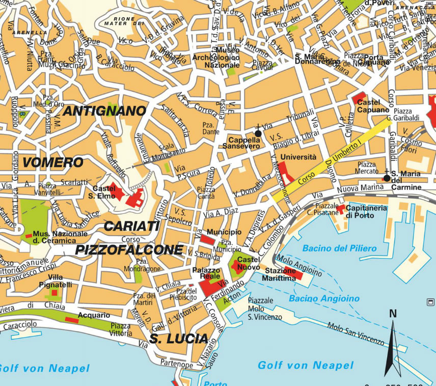 Napoli city center map