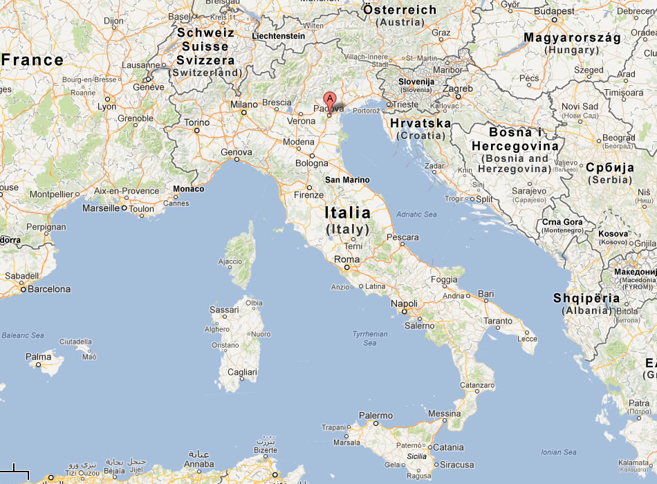 map of Padua italy