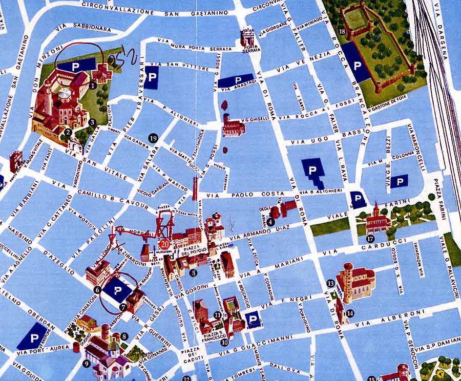 Ravenna tourist map