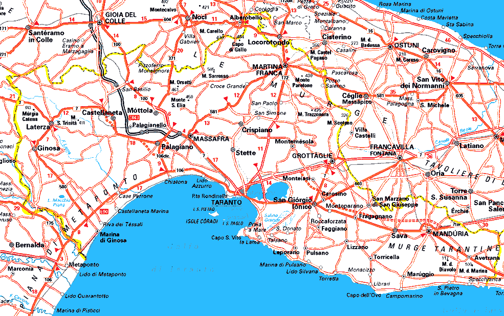 Taranto route map