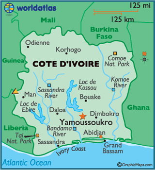 cote d'ivoire map