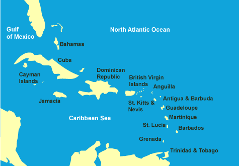 caribbean jamaica map