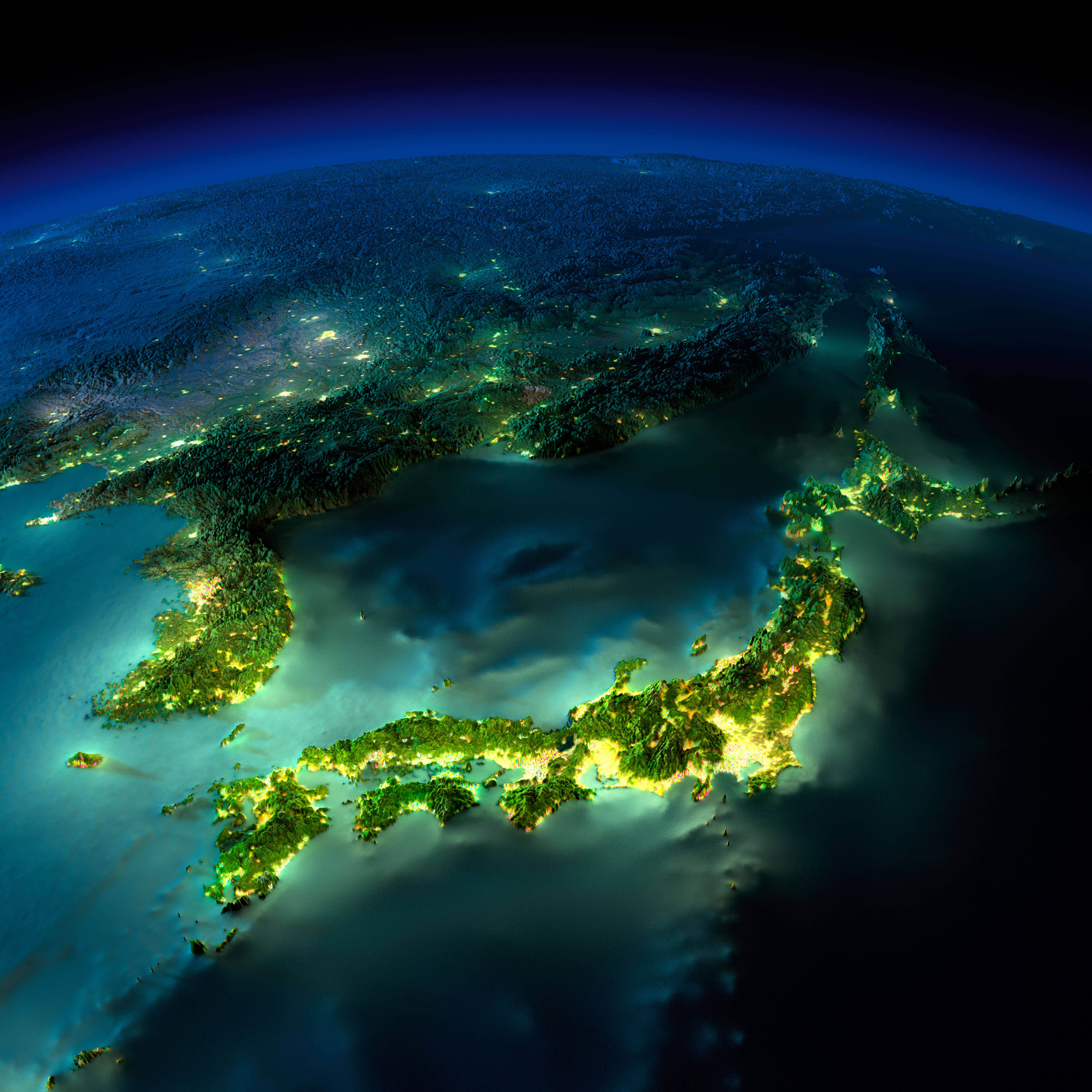 Japan Asia Satellite Map