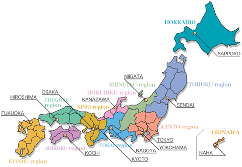 japan regions map