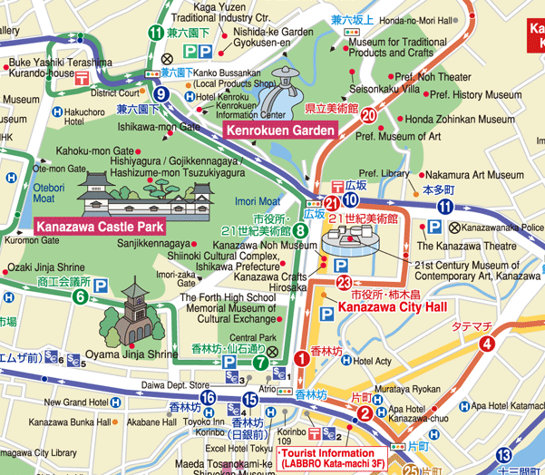 Kanazawa city center map