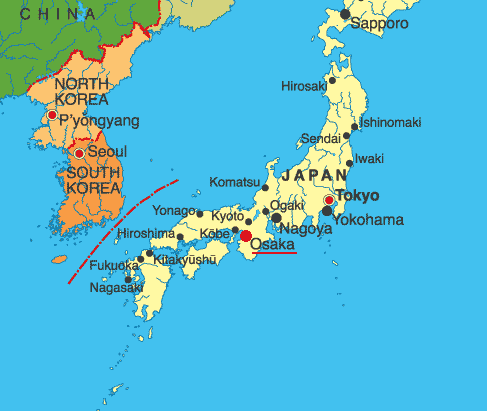 Osaka In World Map Osaka Map