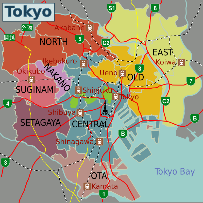 downtown map of tokyo