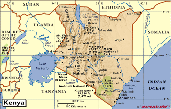 physical map of kenya