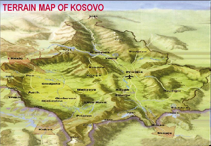 kosovo terrain map