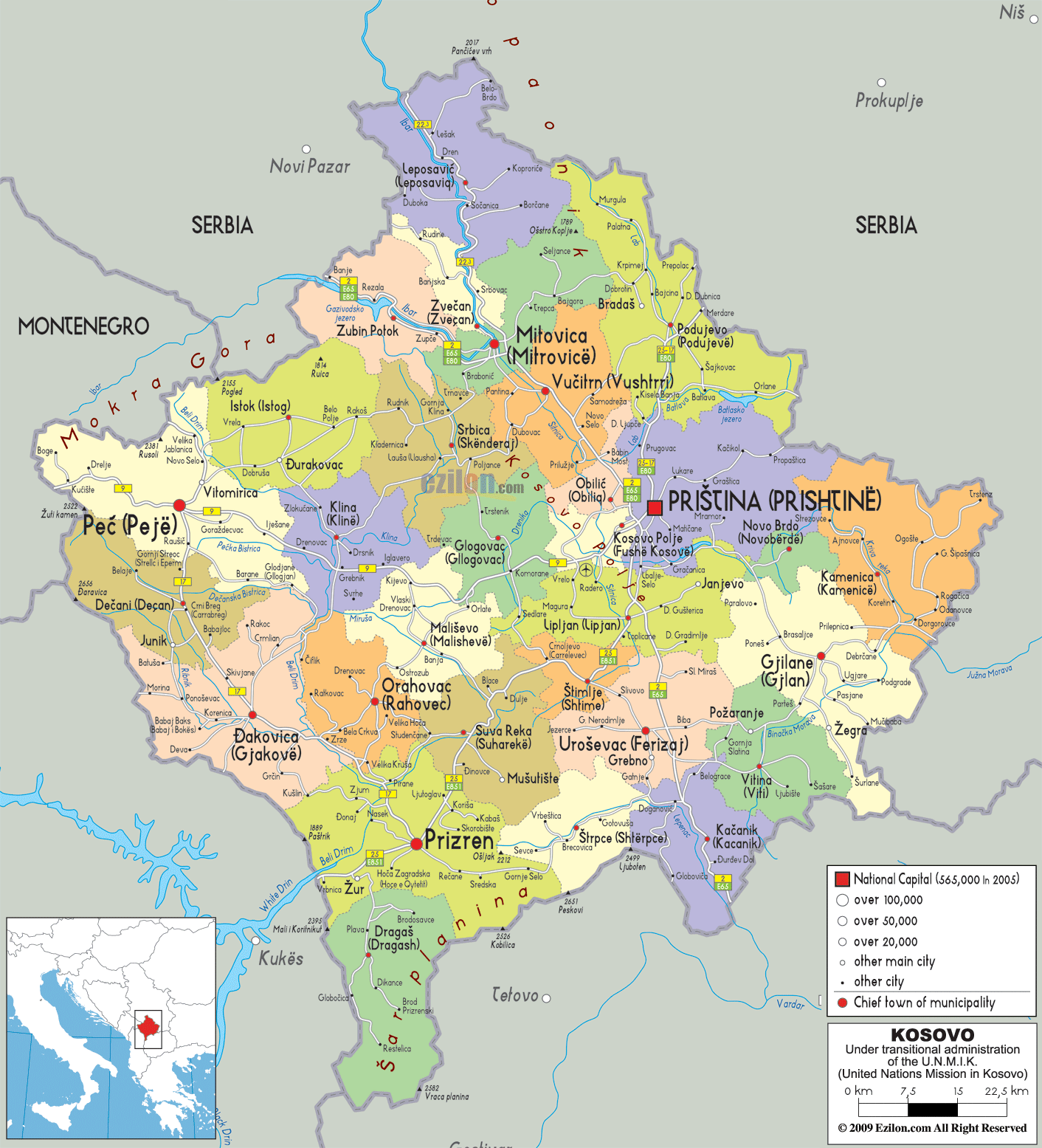 political map of kosovo