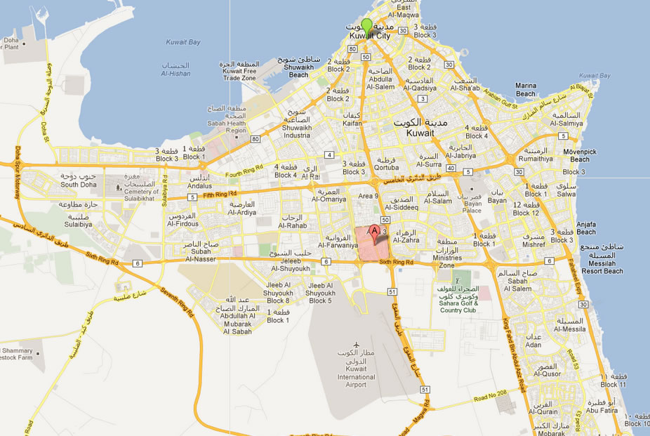 map of South Khaitan Kuwait