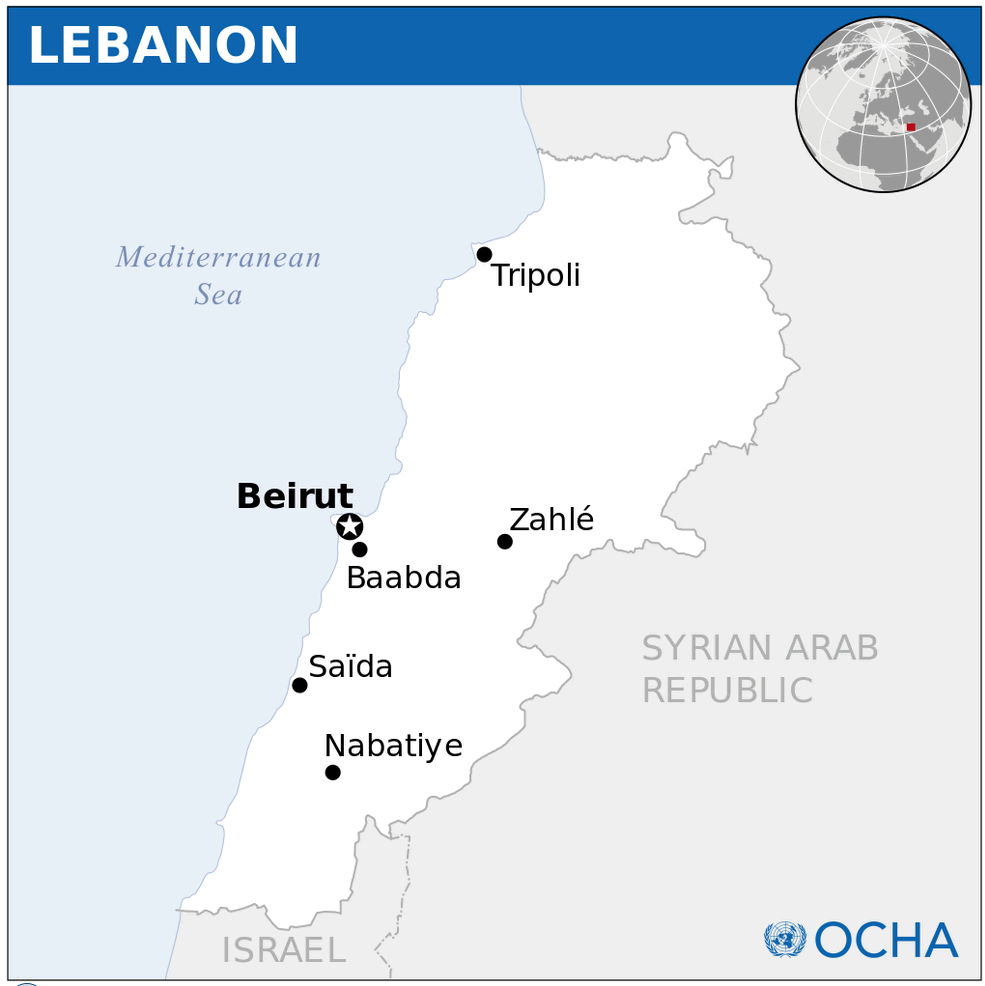 lebanon location map