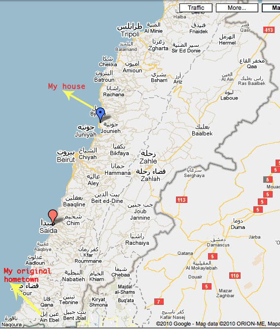 Saida map lebanon