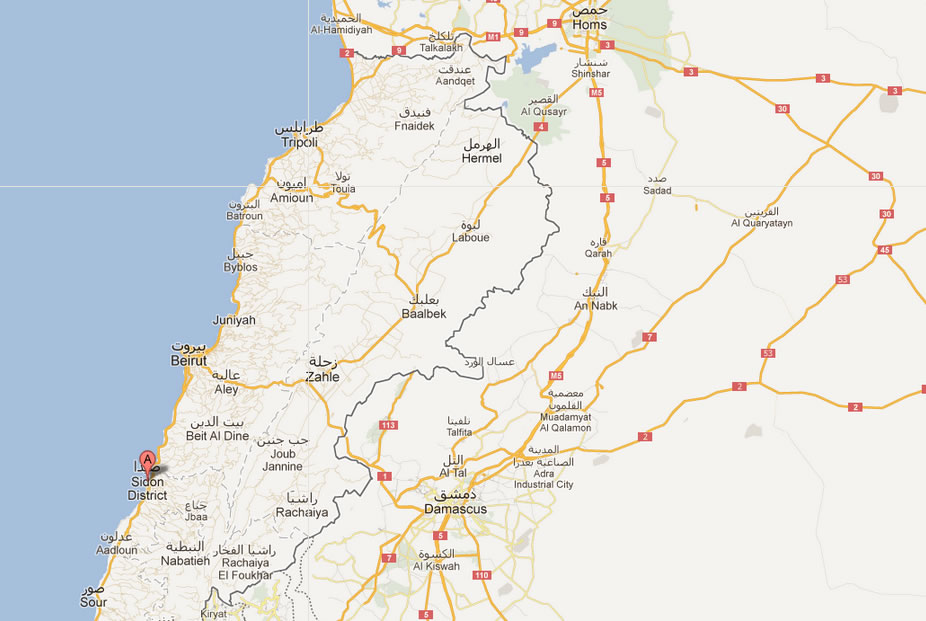 map of Saida Lebanon