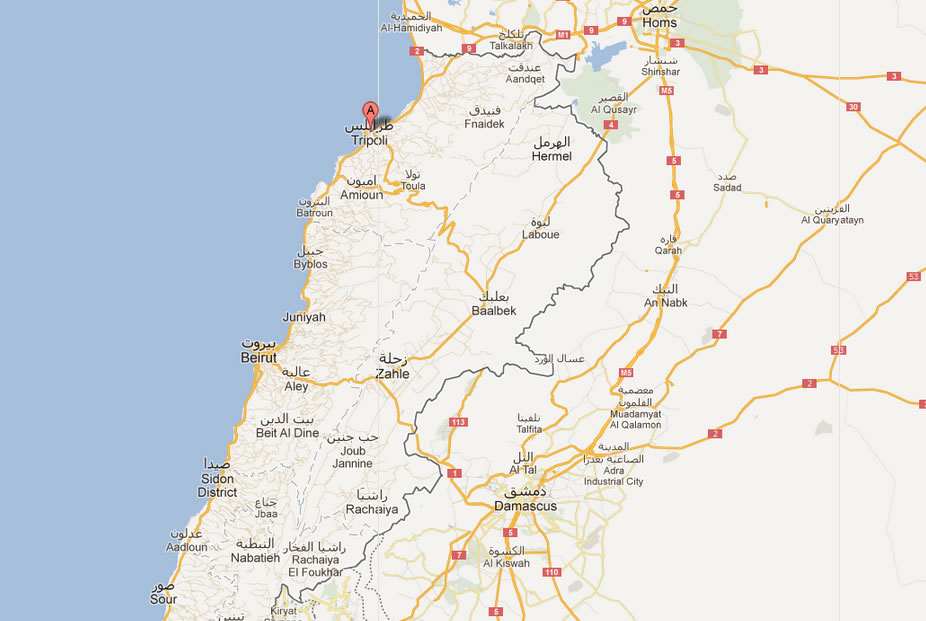 map of Tripoli lebanon