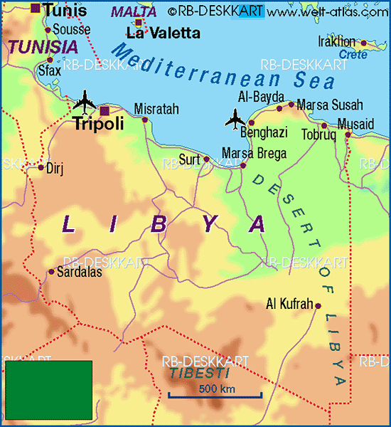 libya map airports