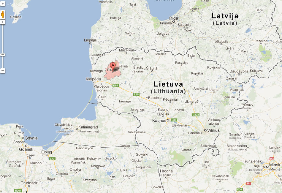 map of Plunge lithuania