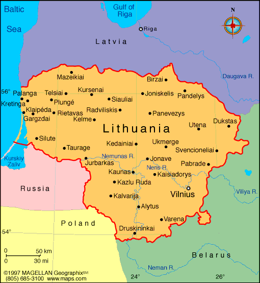 utena lithuania map
