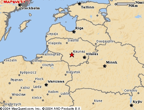 Kaunas Vilnius map