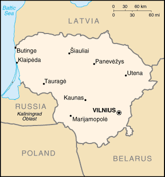 lithuania Vilnius map
