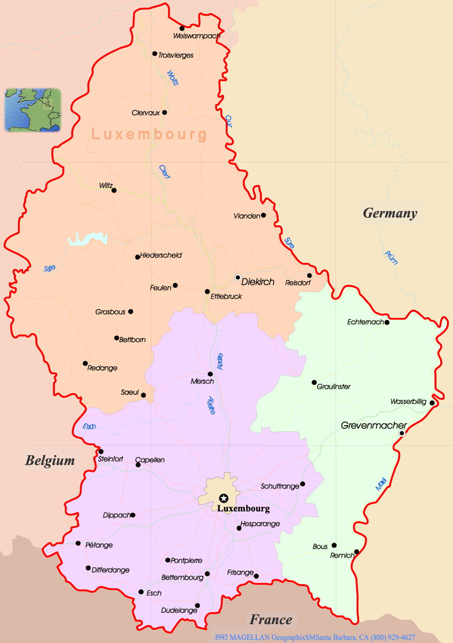 luxembourg cities map