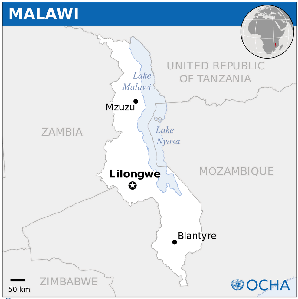 malawi location map