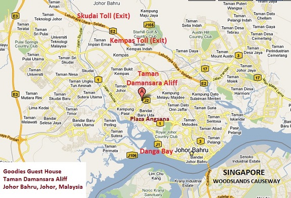 Johor Bahru area map