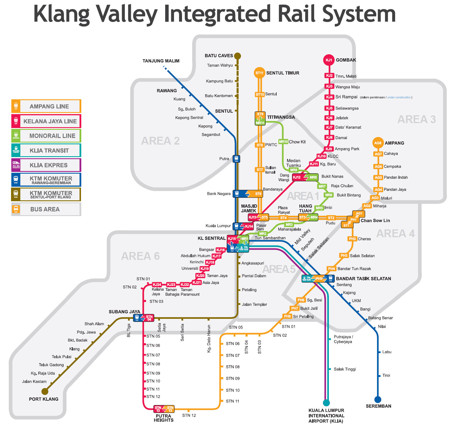 Kuala Lumpur rail map