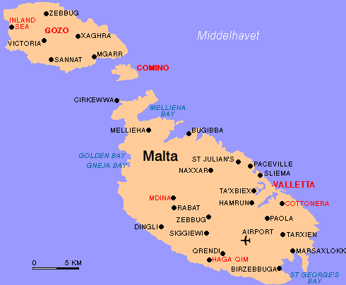 Malta map mediterranean