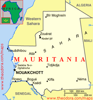 map of mauritania