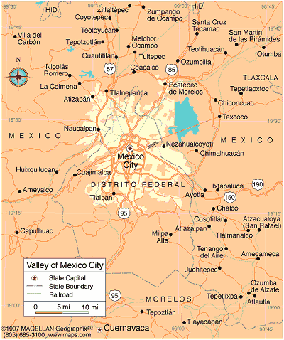 valley of mexico city map