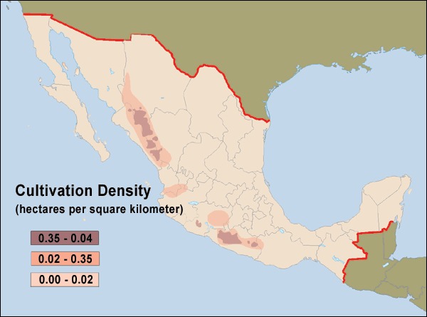 Mexico Cannabis Cultivation Map 2001