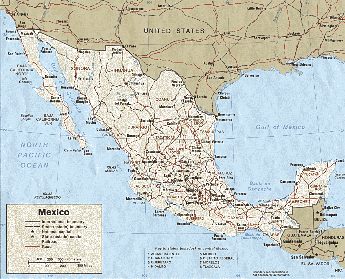 Mexico Political Map 1988