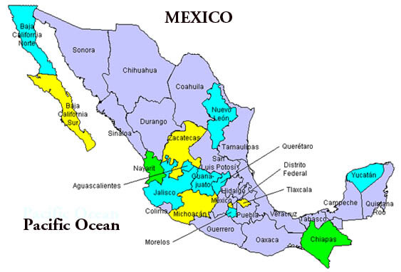 Mexico Regions Map