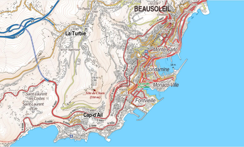 monaco elevation map