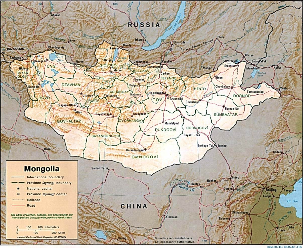 mongolia relief map