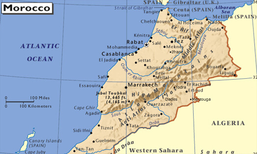 morocco map marrakech