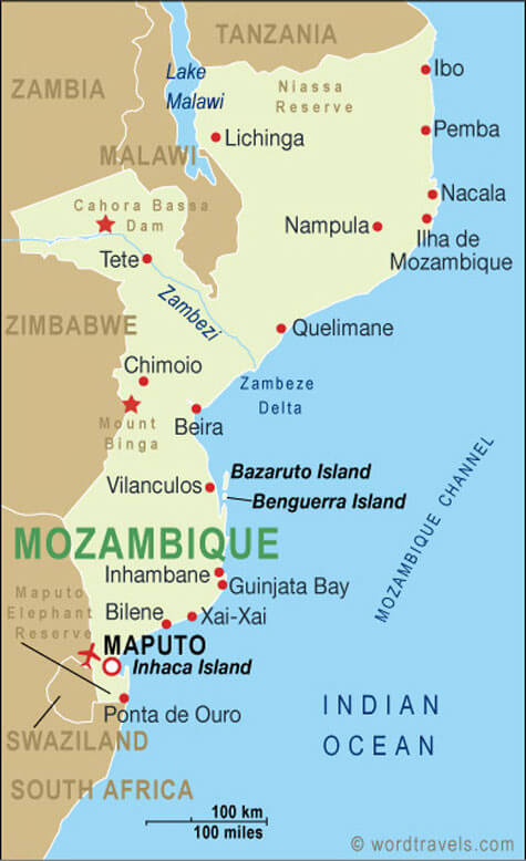 cities mozambique map