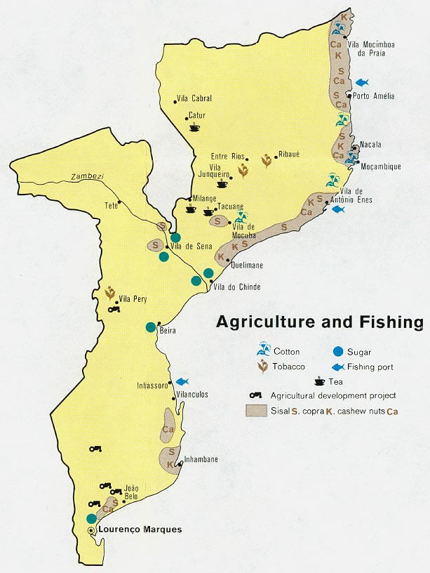 mozambique agriculture fishing map