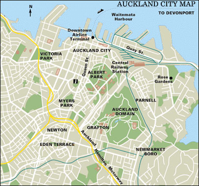 downtown map of Auckland