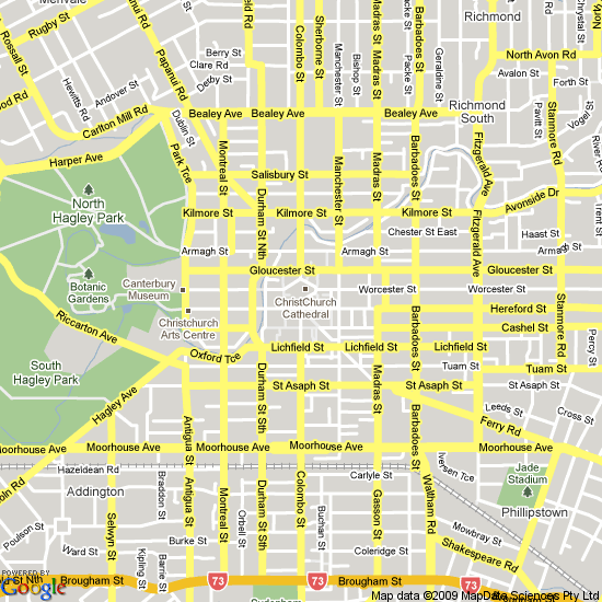 Christchurch city center map
