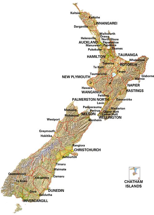 New Zealand map Invercargill